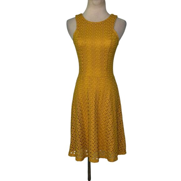 Xhilaration yellow crochet fit and flare dress size XS - Picture 1 of 10